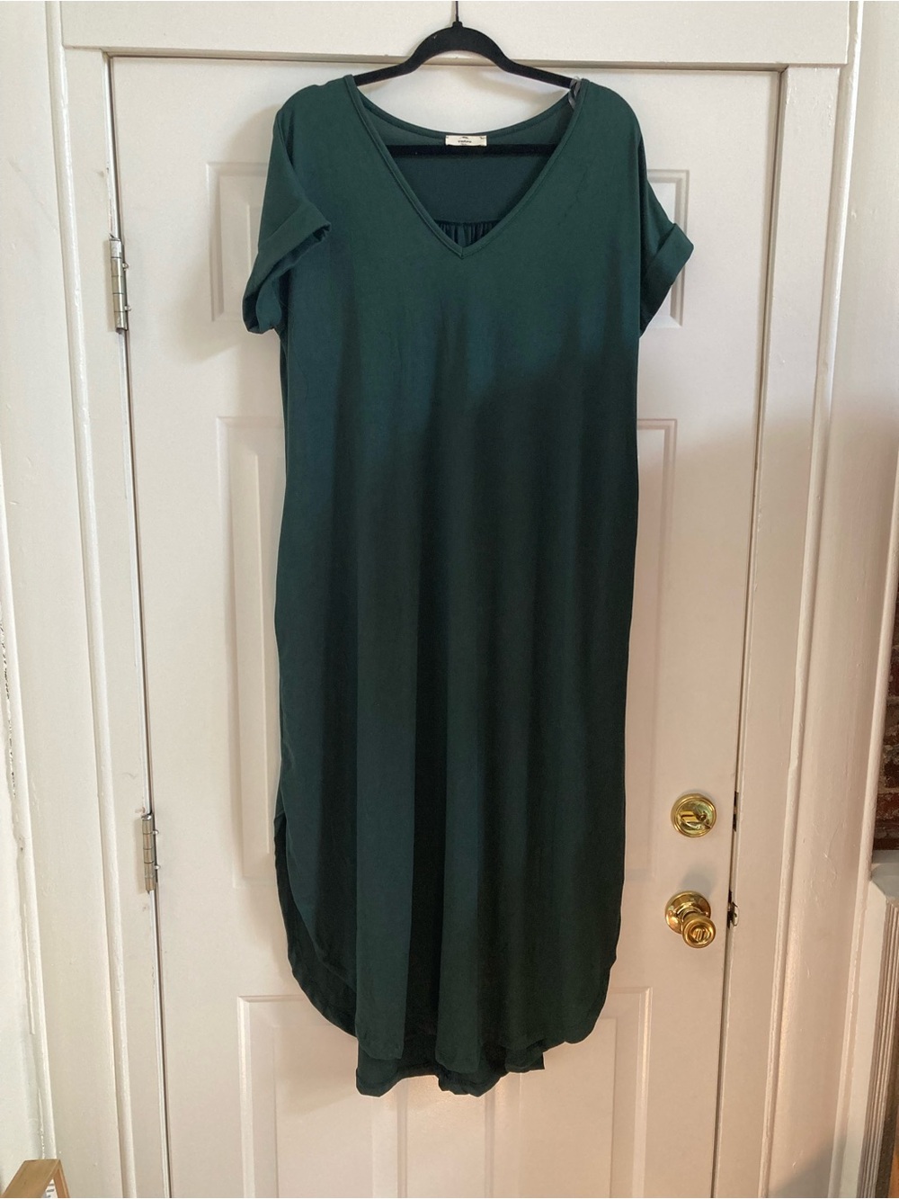 Entro Forest Green V-Neck High-Low Maxi Dress Size L (large) NWOT